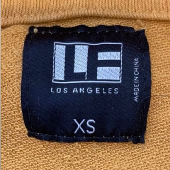 LF The Brand Logo Hoodie Sweatshirt Mustard Yellow Cropped Long Sleeves XS - Picture 6 of 9